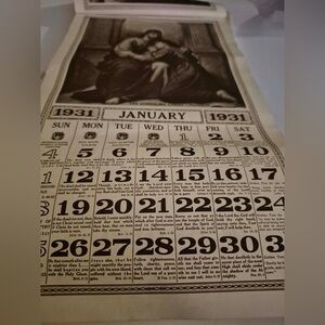 Antique Jesus Calendar 1931 Christian Collectible - Images & Daily Bible Verses